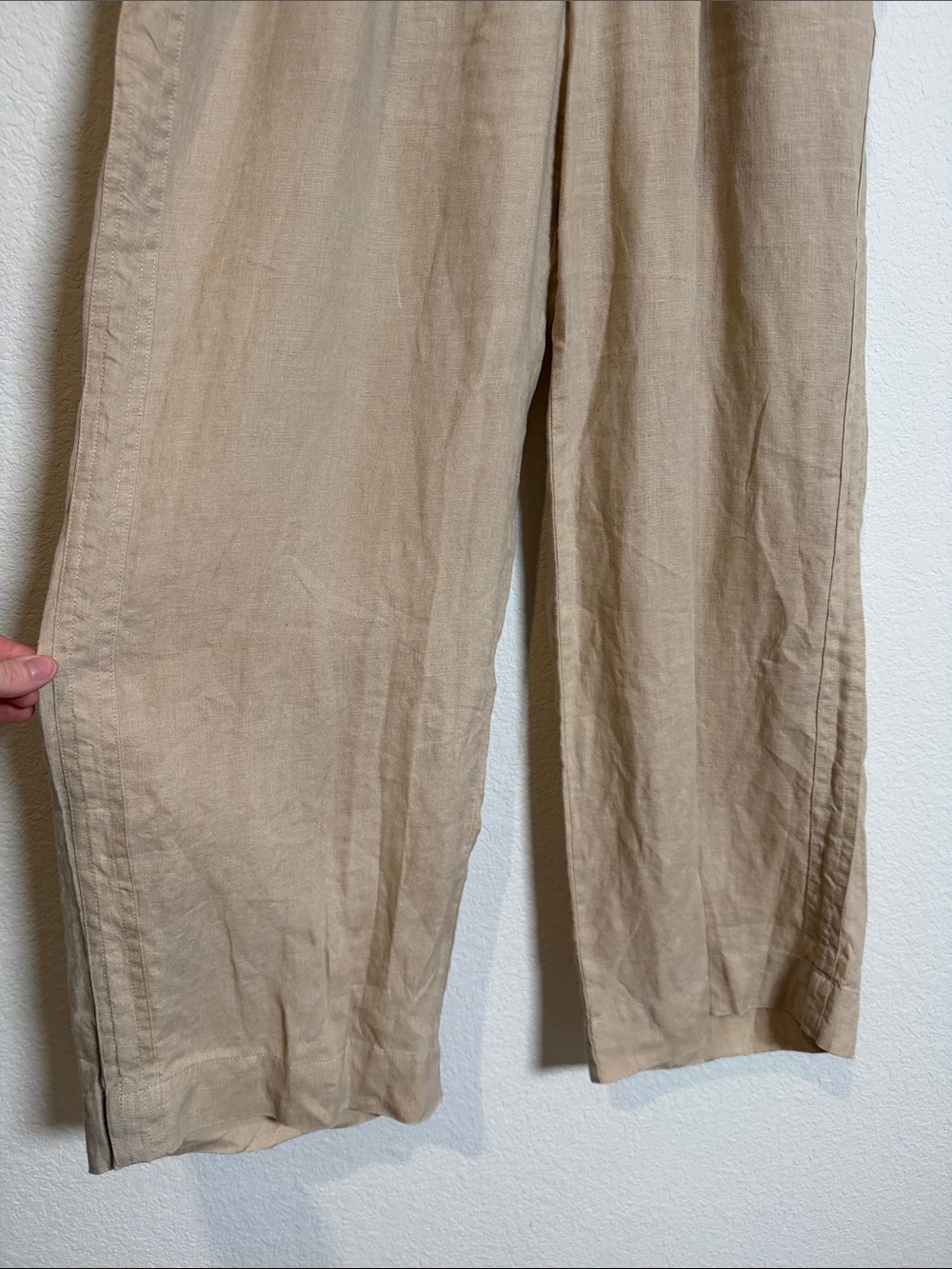 Quince 100% European Linen Tan Wide Leg Pants Size Small - Picture 2 of 4